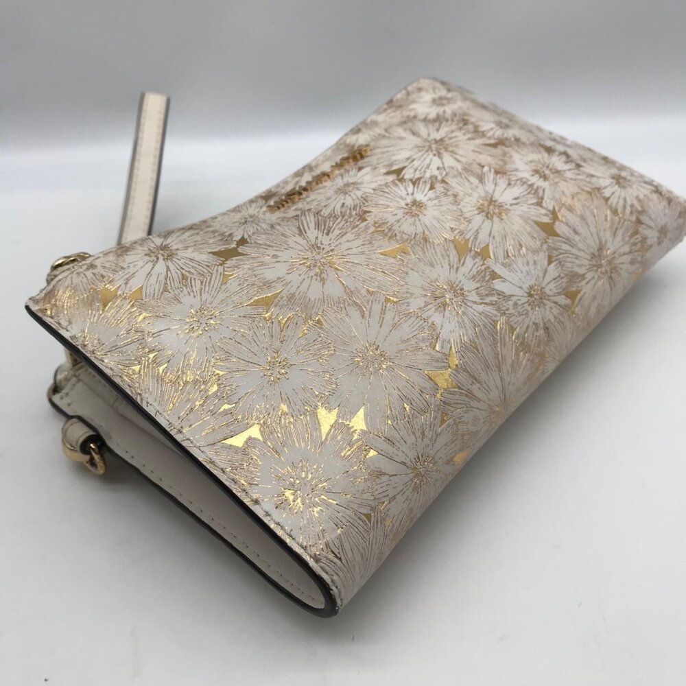 Michael Kors Gold Floral Embossed Leather Karla Wristlet - Picture 6 of 12